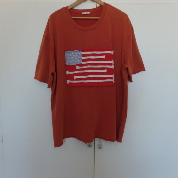 Sage + Fig COTTON Embordered American Flag Patch Tee Shirt Top 2X NWOT - Picture 7 of 9